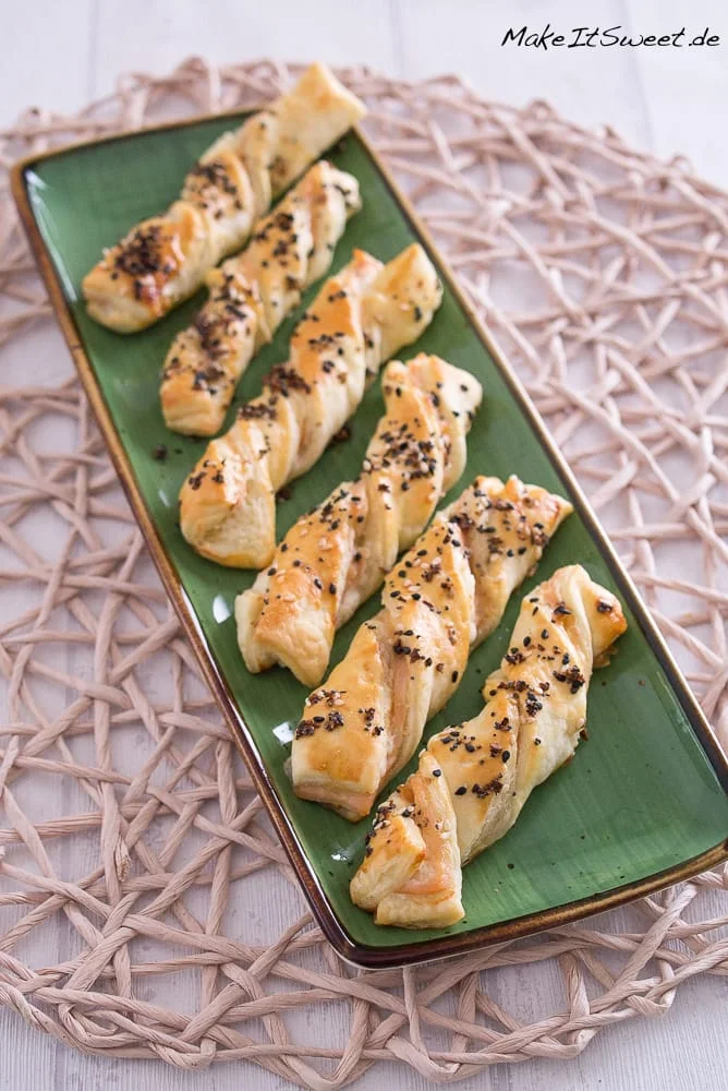 Savory Puff Pastry Sticks with Smoked Salmon
